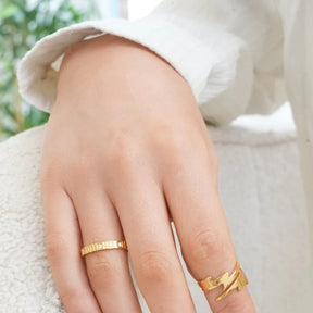 Anillo Blocos de Piedra Bañado en Oro 18K