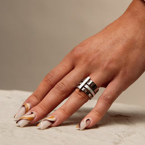 Anillo Aro Triplo Algarismo Romano - Plata