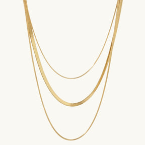 Collar Celina Trío Capas Malha Bañado en Oro 18K